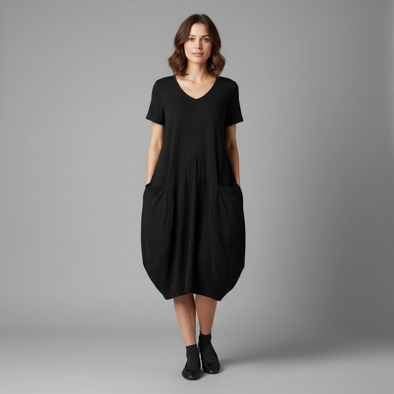 Loose Fitting Summer Midi Dress | Women's Dress with Pockets