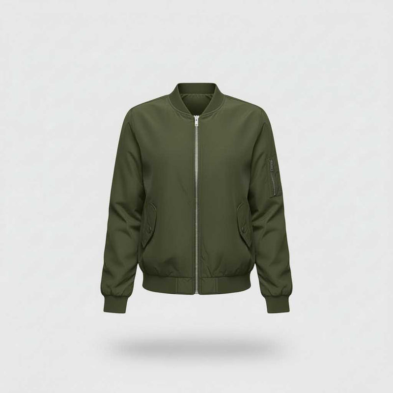 Women's Slim Fit Short Bomber Jacket | Casual Zipper Design