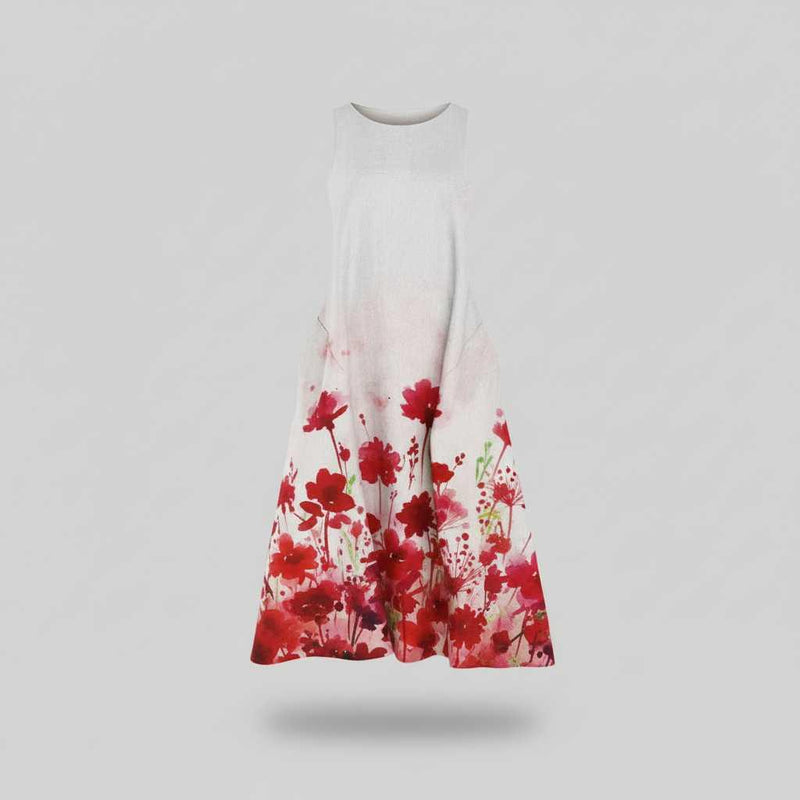 Floral Midi Dress | Women's Summer Dresses A-Line Cotton