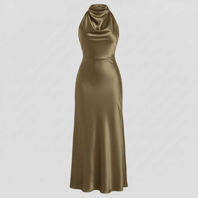 Halter Evening Dress | Elegant Midi Dress for Formal Events
