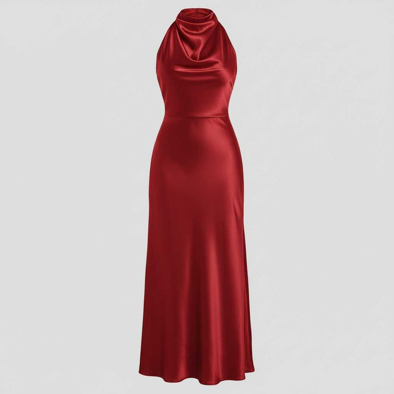 Halter Evening Dress | Elegant Midi Dress for Formal Events