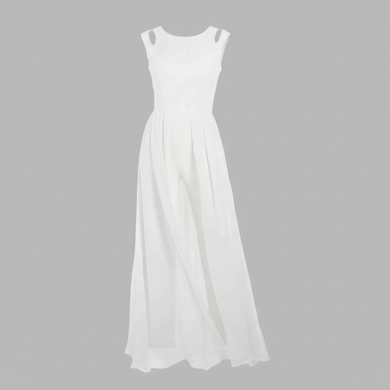 White Sleeveless Wide Leg Jumpsuit | Women's Summer Fashion
