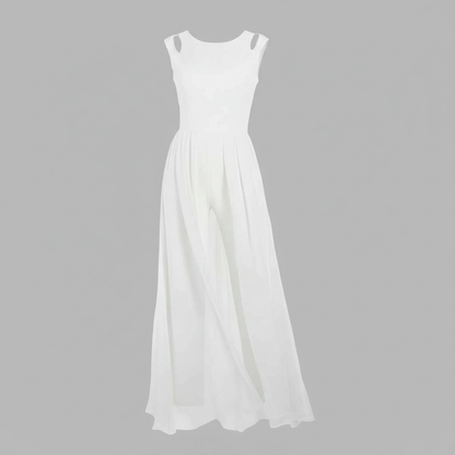 White Sleeveless Wide Leg Jumpsuit | Women's Summer Fashion