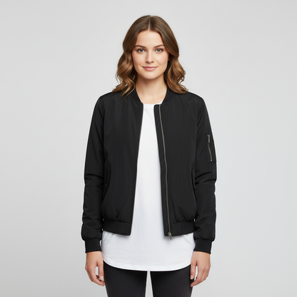 Women's Slim Fit Short Bomber Jacket | Casual Zipper Design