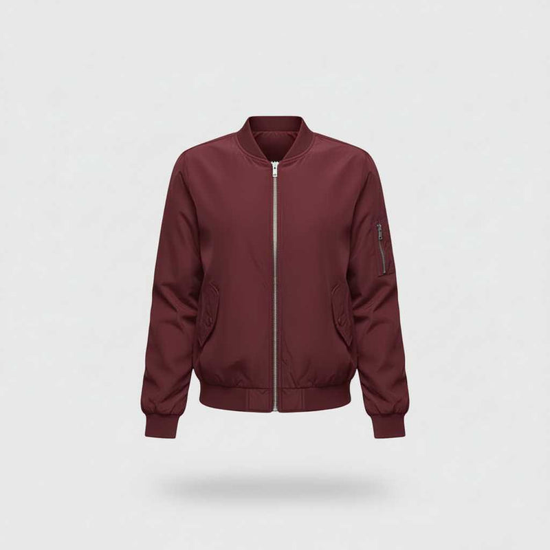 Women's Slim Fit Short Bomber Jacket | Casual Zipper Design