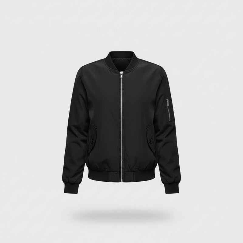 Women's Slim Fit Short Bomber Jacket | Casual Zipper Design