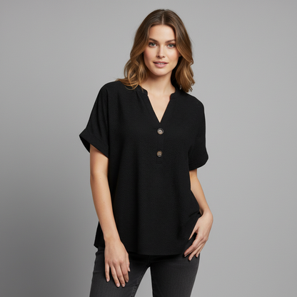 Women's V-Neck Casual Top | Short Sleeve Summer Top