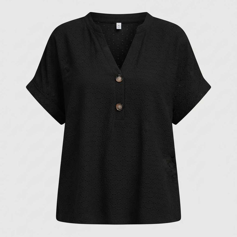 Women's V-Neck Casual Top | Short Sleeve Summer Top