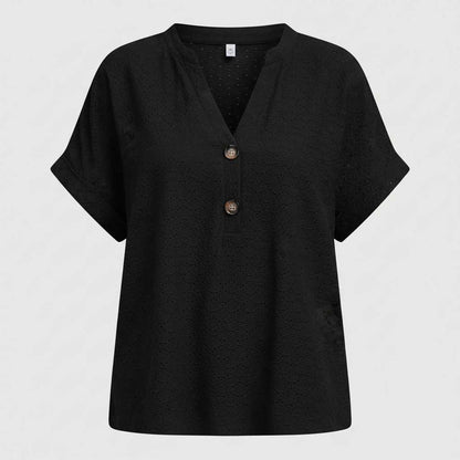 Women's V-Neck Casual Top | Short Sleeve Summer Top