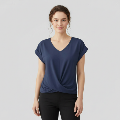 Women's V-Neck Twist Top | Casual Short Sleeve Blouse
