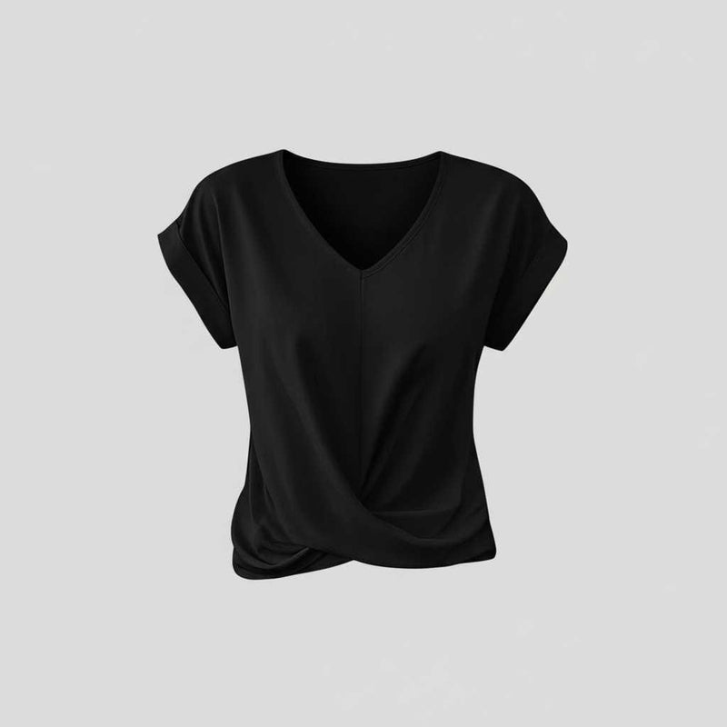 Women's V-Neck Twist Top | Casual Short Sleeve Blouse
