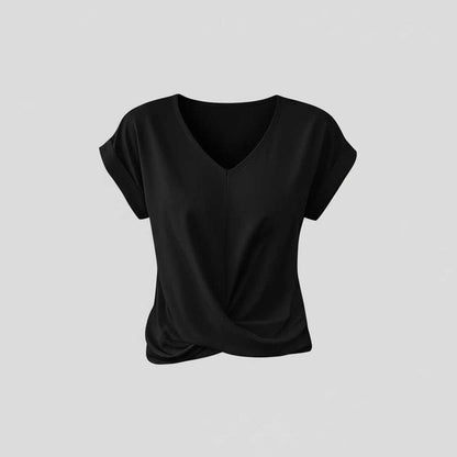 Women's V-Neck Twist Top | Casual Short Sleeve Blouse