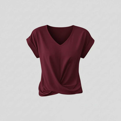 Women's V-Neck Twist Top | Casual Short Sleeve Blouse