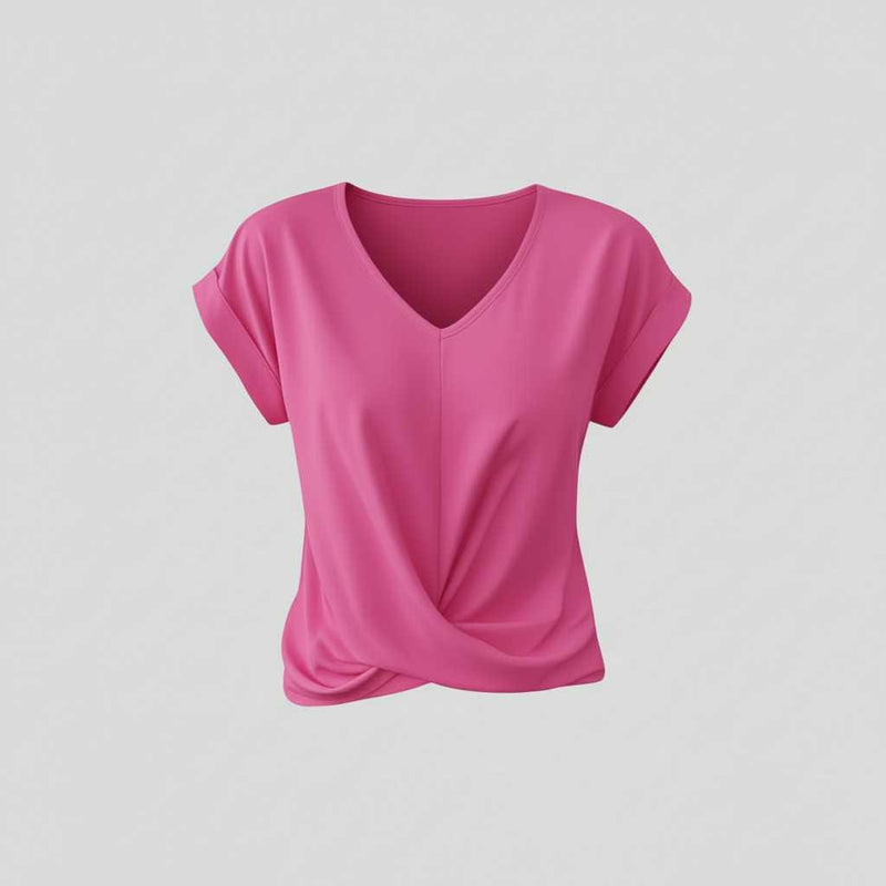 Women's V-Neck Twist Top | Casual Short Sleeve Blouse