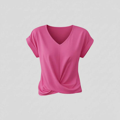 Women's V-Neck Twist Top | Casual Short Sleeve Blouse