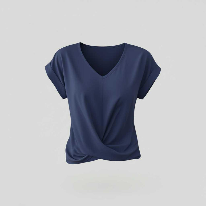 Women's V-Neck Twist Top | Casual Short Sleeve Blouse