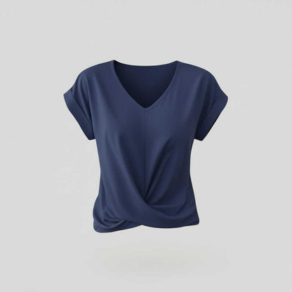 Women's V-Neck Twist Top | Casual Short Sleeve Blouse