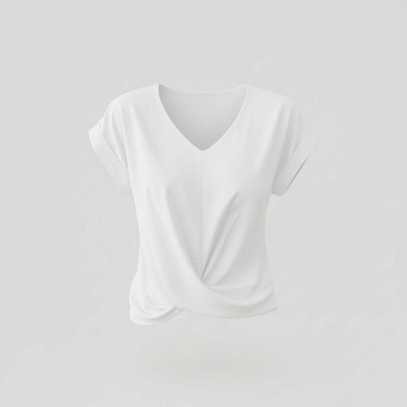 Women's V-Neck Twist Top | Casual Short Sleeve Blouse