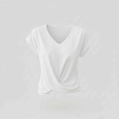 Women's V-Neck Twist Top | Casual Short Sleeve Blouse