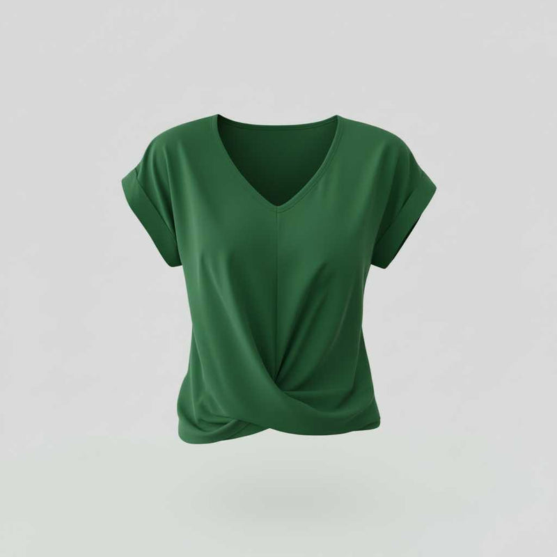 Women's V-Neck Twist Top | Casual Short Sleeve Blouse