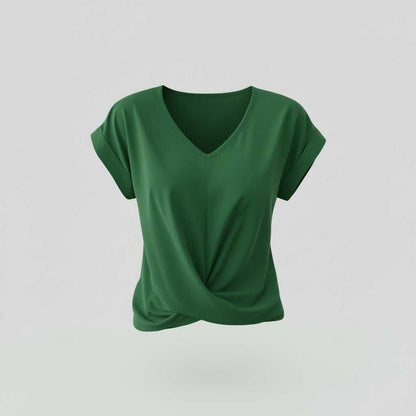 Women's V-Neck Twist Top | Casual Short Sleeve Blouse